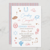 Western Gender Reveal Cowboy or Cowgirl Einladung (Vorne/Hinten)