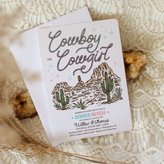 Western Gender Reveal Dusche Cowboy oder Cowgirl Einladung