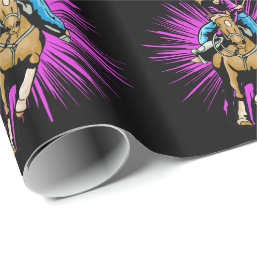 Western-Geschenk-Verpackungs-Papier-Cowgirl auf Geschenkpapier (Rolleneckpunkt)
