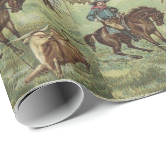 Western Geschenk Wrapping Papier Cowboy Roping ein Geschenkpapier (Rolleneckpunkt)