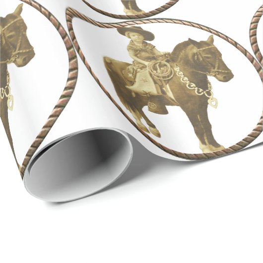 Western Geschenkpapier Vintag Cowgirl (Rolleneckpunkt)