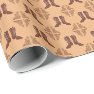 Western-Geschenkverpackung Cowboy-Stiefel und Lede Geschenkpapier