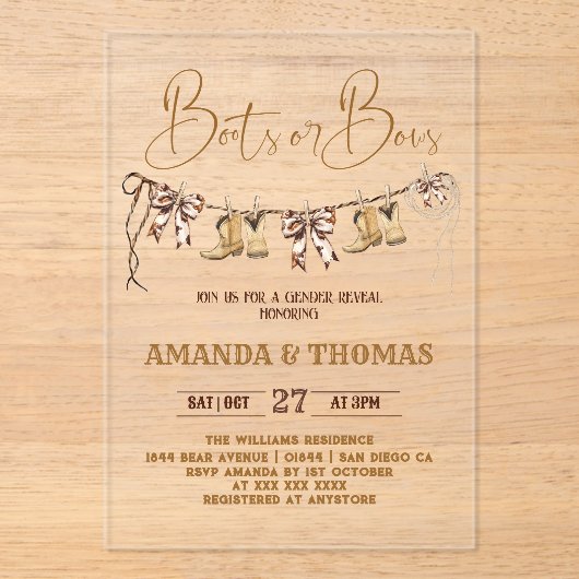 Western-Geschlechtsverkehr bei Booten oder Bows Acryleinladungen (Vorderseite)