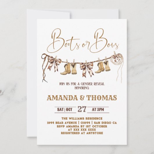 Western-Geschlechtsverkehr bei Booten oder Bows Einladung (Vorderseite)