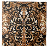 Western geschliffenes Leder Look Design Tan Brown Fliese (Vorderseite)