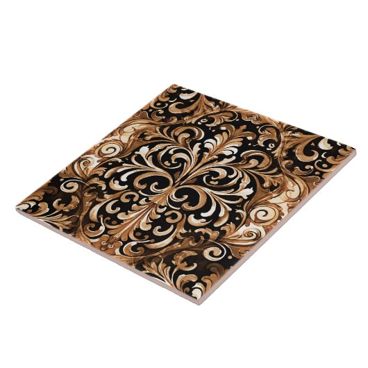 Western geschliffenes Leder Look Design Tan Brown Fliese (Seite)