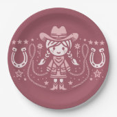 Western Giddy Up Pink Cowgirl Geburtstag Pappteller (Vorderseite)