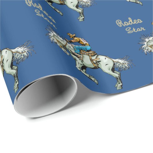 Western Gift Wrapping Paper Rodeo Bronc Rider Geschenkpapier (Rolleneckpunkt)