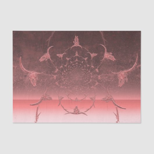Western Girly Metallic Pink Texture Cow Skull Seidenpapier (Vorderseite)