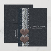 Western Glam Black Leather & Diamond Save the Date Ankündigungspostkarte (Vorne/Hinten)