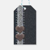 Western Glam Black Leather & Diamonds Bling Gefall Geschenkanhänger (Rückseite)