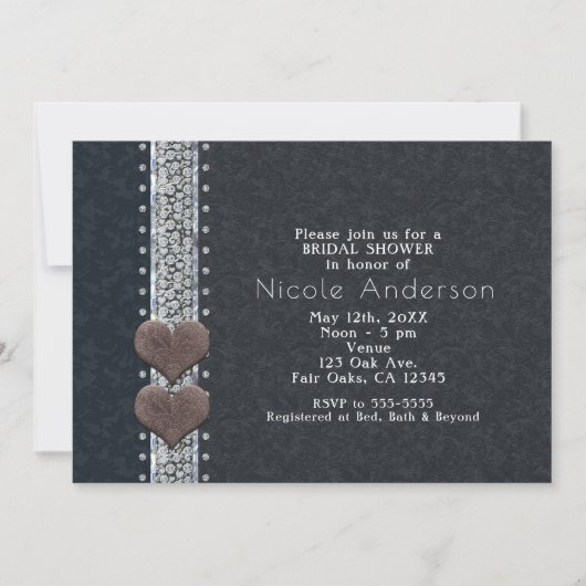 Western Glam Black Leather & Diamonds Einladungen (Vorderseite)