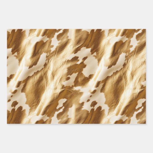 Western Gold Creme Cowhide Geschenkpapier Set (Vorderseite)
