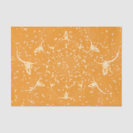 Western Gold Girly Glitzer Kuh Skull Abstrakt Seidenpapier (Vorderseite)