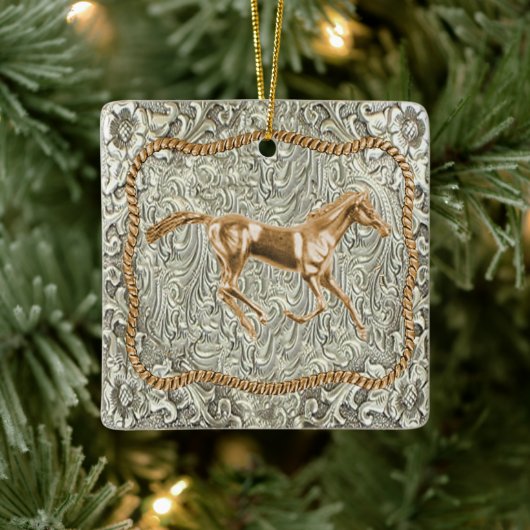 Western Gold Horse Gürtelschnalle Keramikornament (Baum)