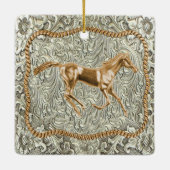 Western Gold Horse Gürtelschnalle Keramikornament (Rückseite)