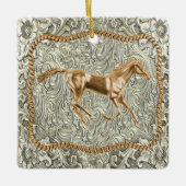 Western Gold Horse Gürtelschnalle Keramikornament (Vorderseite)