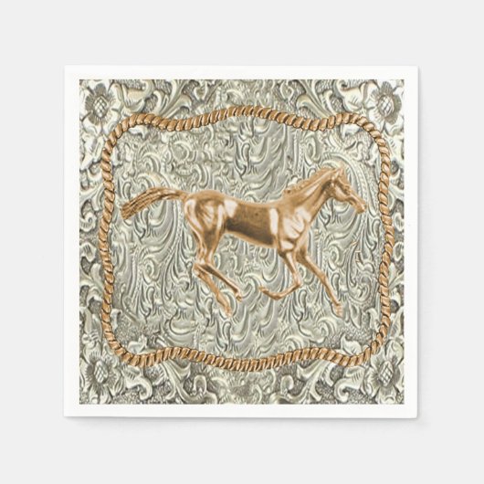 Western Gold Horse Gürtelschnalle Serviette (Vorderseite)