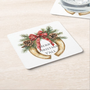 Western Gold Horse Shoe Weihnachtskalender Rechteckiger Pappuntersetzer