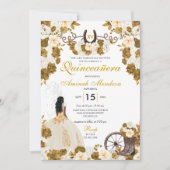 Western Gold Ivory Charro Cowgirl Quinceañera Einladung (Vorderseite)