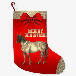 Western Gold Pferd auf Rot Kleiner Weihnachtsstrumpf