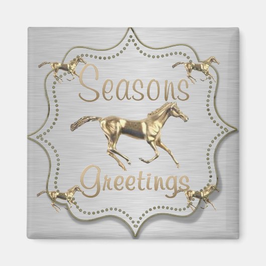 Western Gold Pferd auf Silberurlaub Magnet (Vorne)