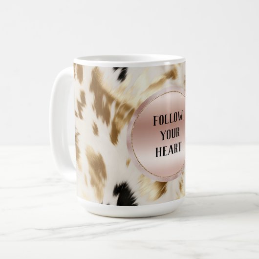 Western Gold Schwarz-weiß Creme Cowhid Kaffeetasse (Vorderseite Links)