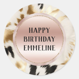 Western Gold Schwarz-weiß Creme Cowhid Runder Aufkleber