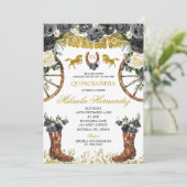 Western Gold und Black Charra Boots 15 Anos Einlad Einladung (Stehend Vorderseite)