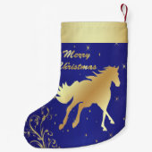 Western-Goldpferd auf blauem Hintergrund Kleiner Weihnachtsstrumpf (Rückseite)