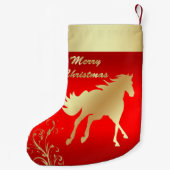 Western-Goldpferd auf Rot Kleiner Weihnachtsstrumpf (Rückseite)