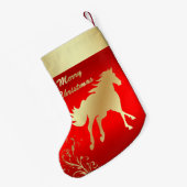 Western-Goldpferd auf Rot Kleiner Weihnachtsstrumpf (Rückseite (Hängend))