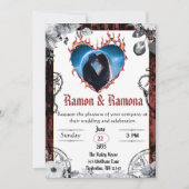 Western Gothic Black and Red Wedding Einladung (Vorderseite)