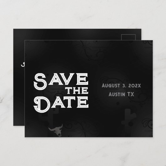 Western Gothic Save the Date Postkarte (Vorne/Hinten)
