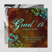 Western Grad Ankündigung Vintag Brown Blue (Vorne/Hinten)