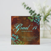 Western Grad Ankündigung Vintag Brown Blue (Stehend Vorderseite)