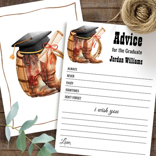 Western Graduation Advice for Graduate Card Einladung