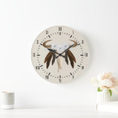 Western-Grasland-Blumenkuh-Schädel-römische Große Wanduhr (Zuhause)