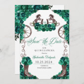 Western Green Charro Save the Date Quinceañera Einladung (Vorne/Hinten)