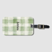 Western Green Cream Plaid Stripes Country Gepäckanhänger (Vorderseite (Horizontal))