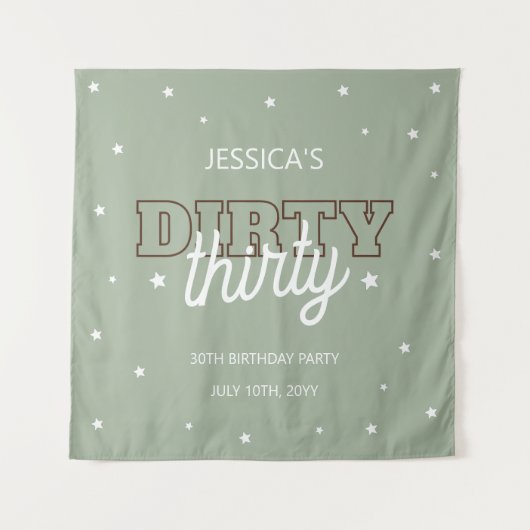 Western Green Dirty Thirty 30th Birthday Backdrop Wandteppich (Vorderseite)
