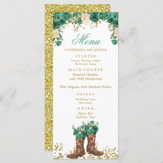 Western Green Hunter Charra Mis Quince Menü Menükarte (Vorne/Hinten)