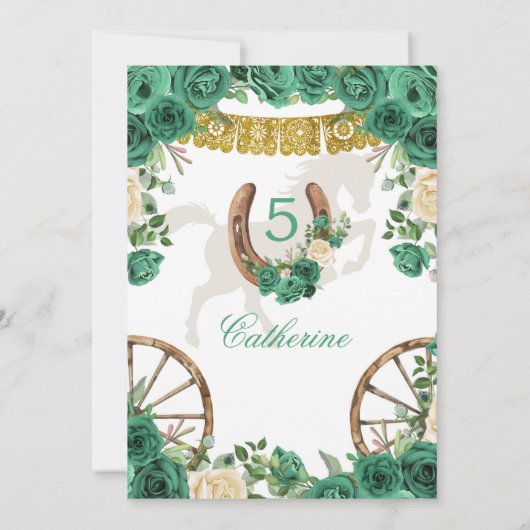 Western Green Hunter Charra Turning Cinco Einladung (Rückseite)