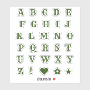 Western Green Letters   Monogram Alphabet Stickers Aufkleber