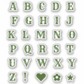 Western Green Letters | Monogram Alphabet Stickers Aufkleber (Vorderseite)