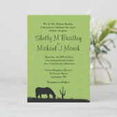 Western Green Wedding Einladung (Stehend Vorderseite)