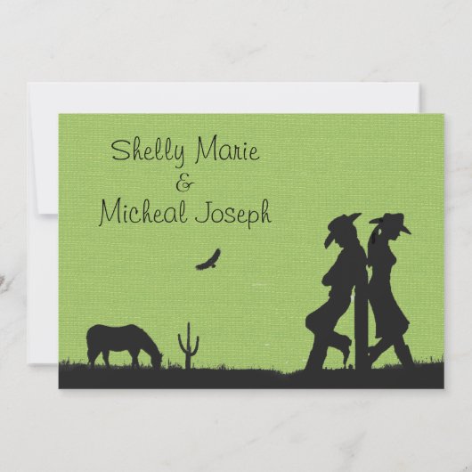 Western Green Wedding Einladung (Rückseite)