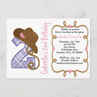 Western-große zwei Mädchen-Geburtstags-Einladung Einladung