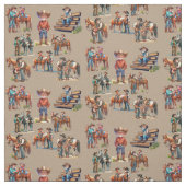 Western Großvater Cowboy mit Kindern und Pferden Stoff (Muster)