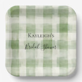 Western Grüne Creme Kariert Streifen Brautparty Pappteller (Vorderseite)